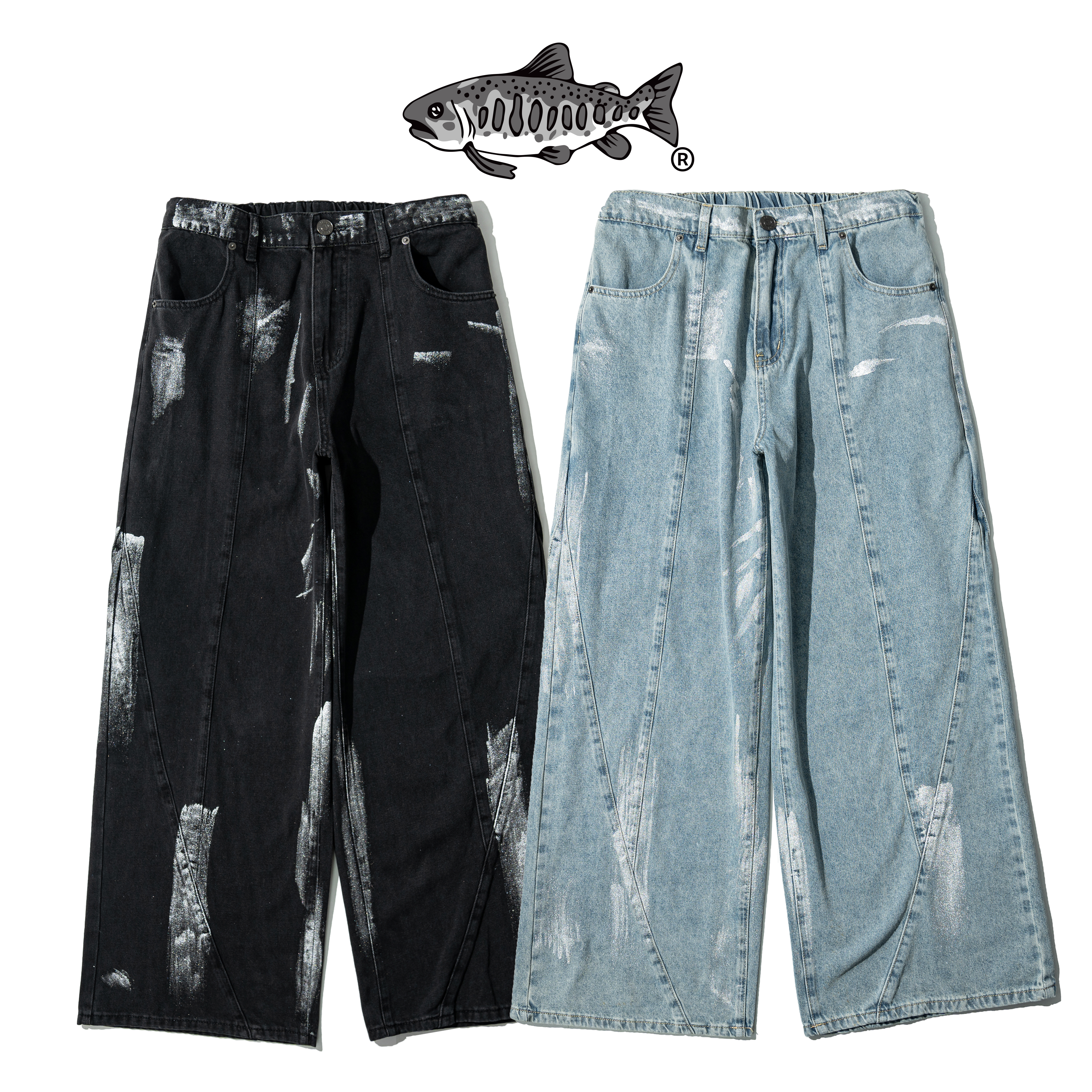 AGILITY Brush Silver Jeans 剪裁 刷銀 牛仔長褲 [LS60]