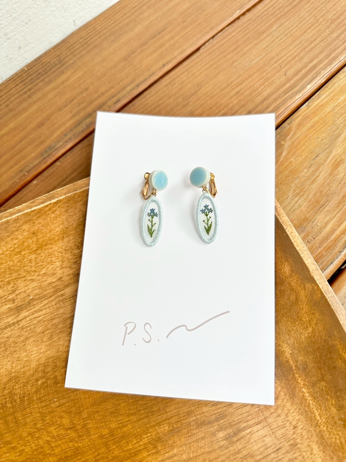 [scllage] P.S.系列 - 刺繡耳夾 | 勿忘草 | M | NO.119