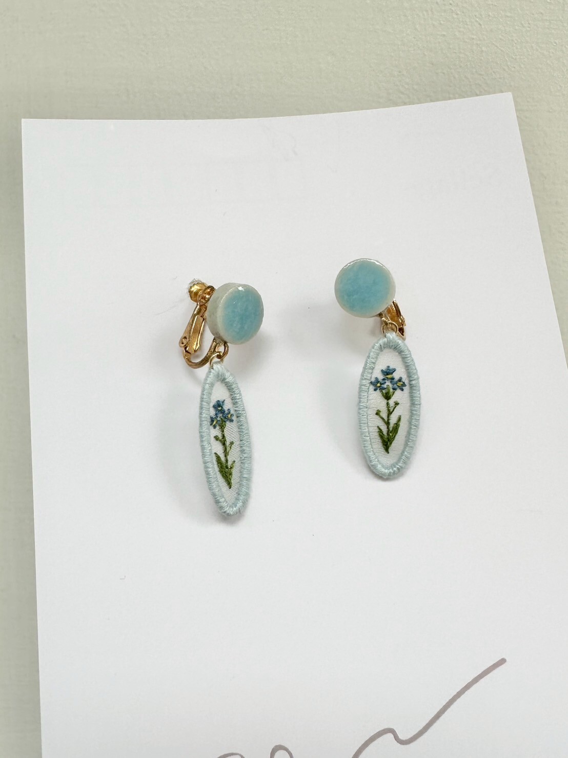 [scllage] P.S.系列 - 刺繡耳夾 | 勿忘草 | M | NO.119