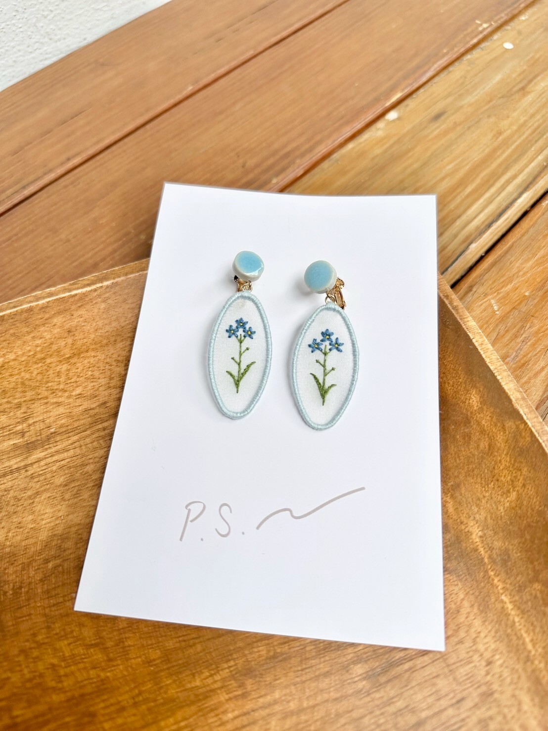 [scllage] P.S.系列 - 刺繡耳夾 | 勿忘草 | L | NO.120