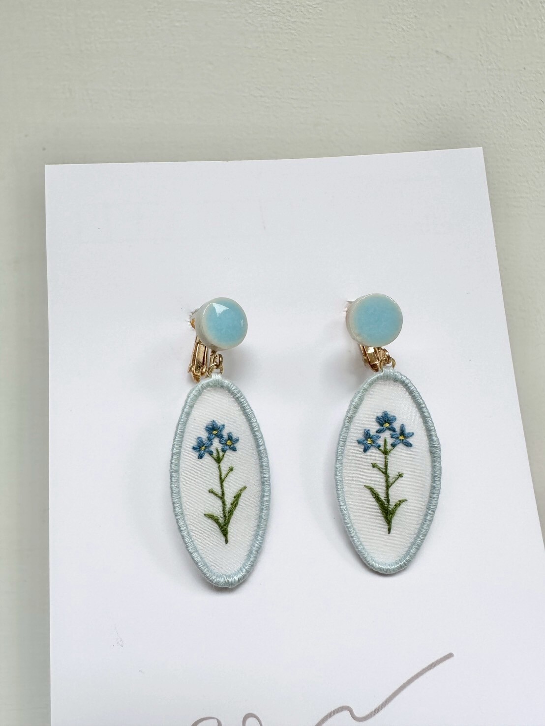 [scllage] P.S.系列 - 刺繡耳夾 | 勿忘草 | L | NO.120