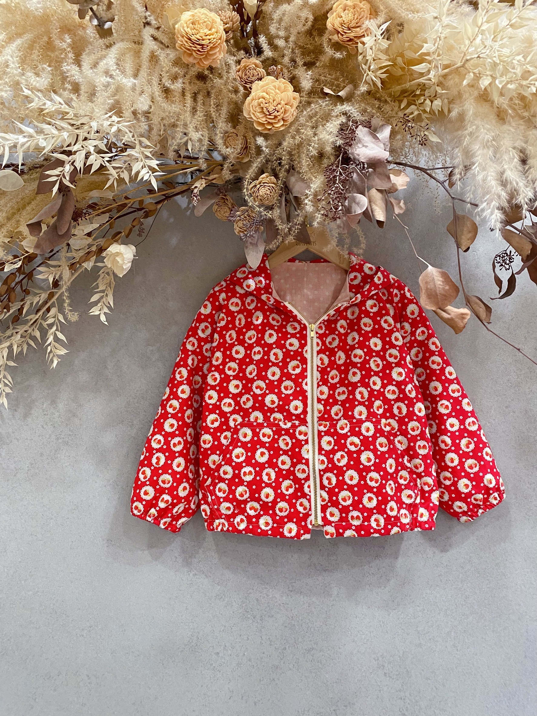 蕾絲草莓 雙層拉鍊外套 (100)