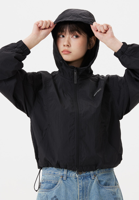 【直播】Wackywilly LL060432 女裝尼龍連帽拉鏈外套