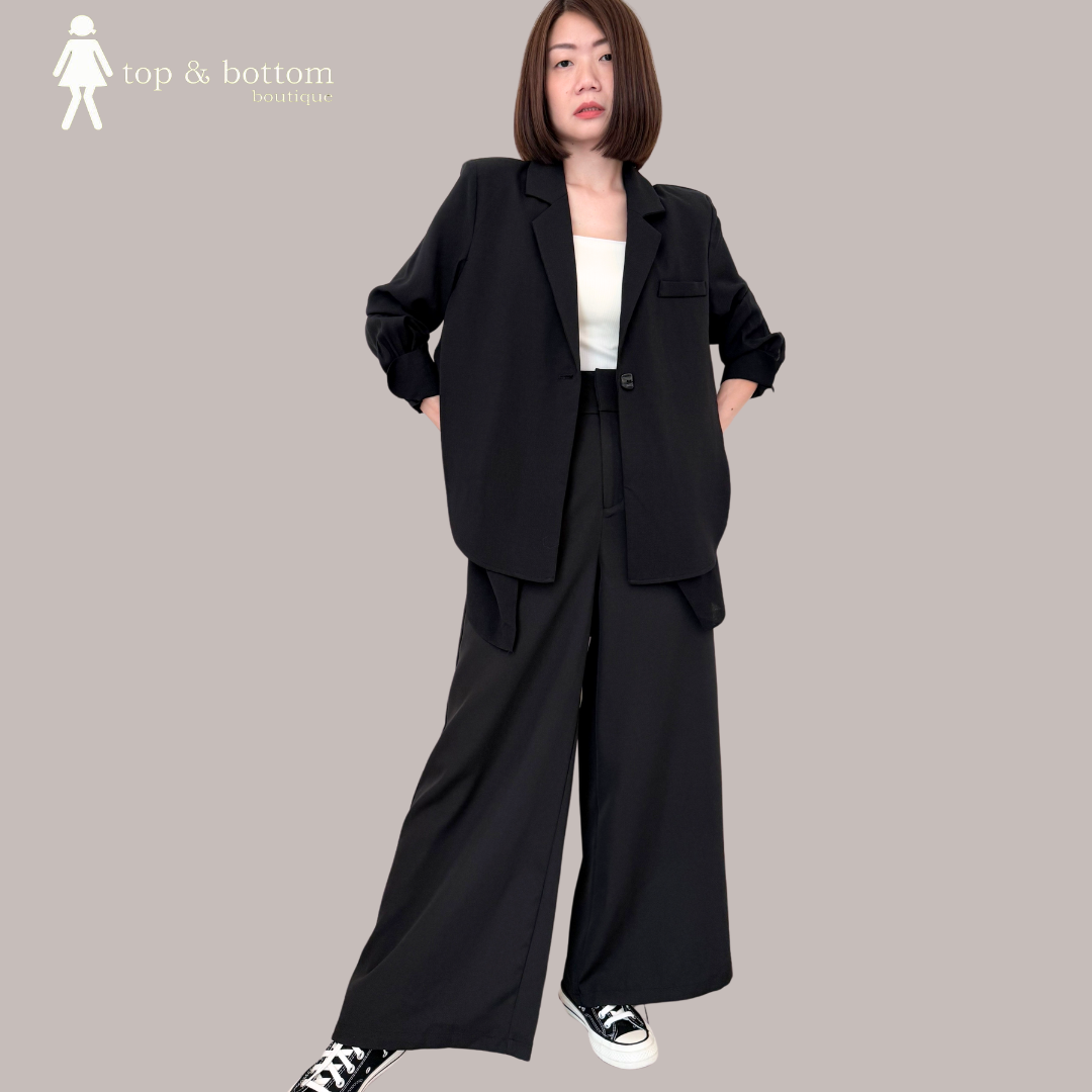 CHIFFON SLEEVE LONG BLAZER