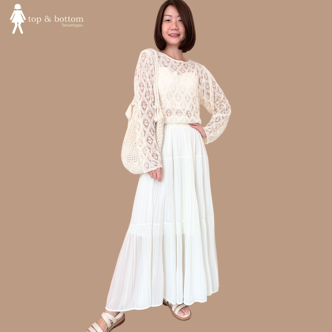 LONG SLEEVE MESH SHORT BLOUSE