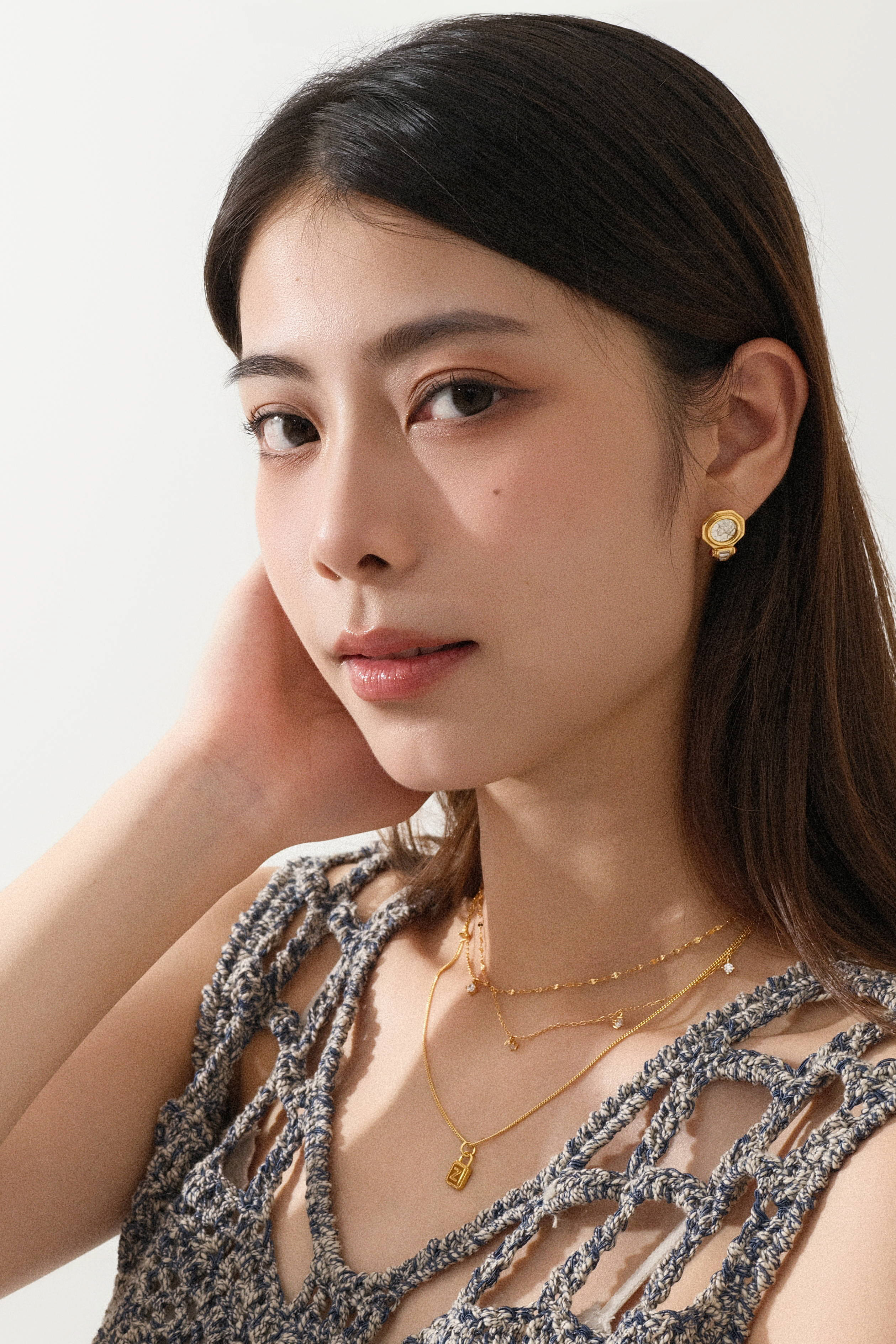 耳環　金環　①②まとめて 八角頭像章閃石金耳環