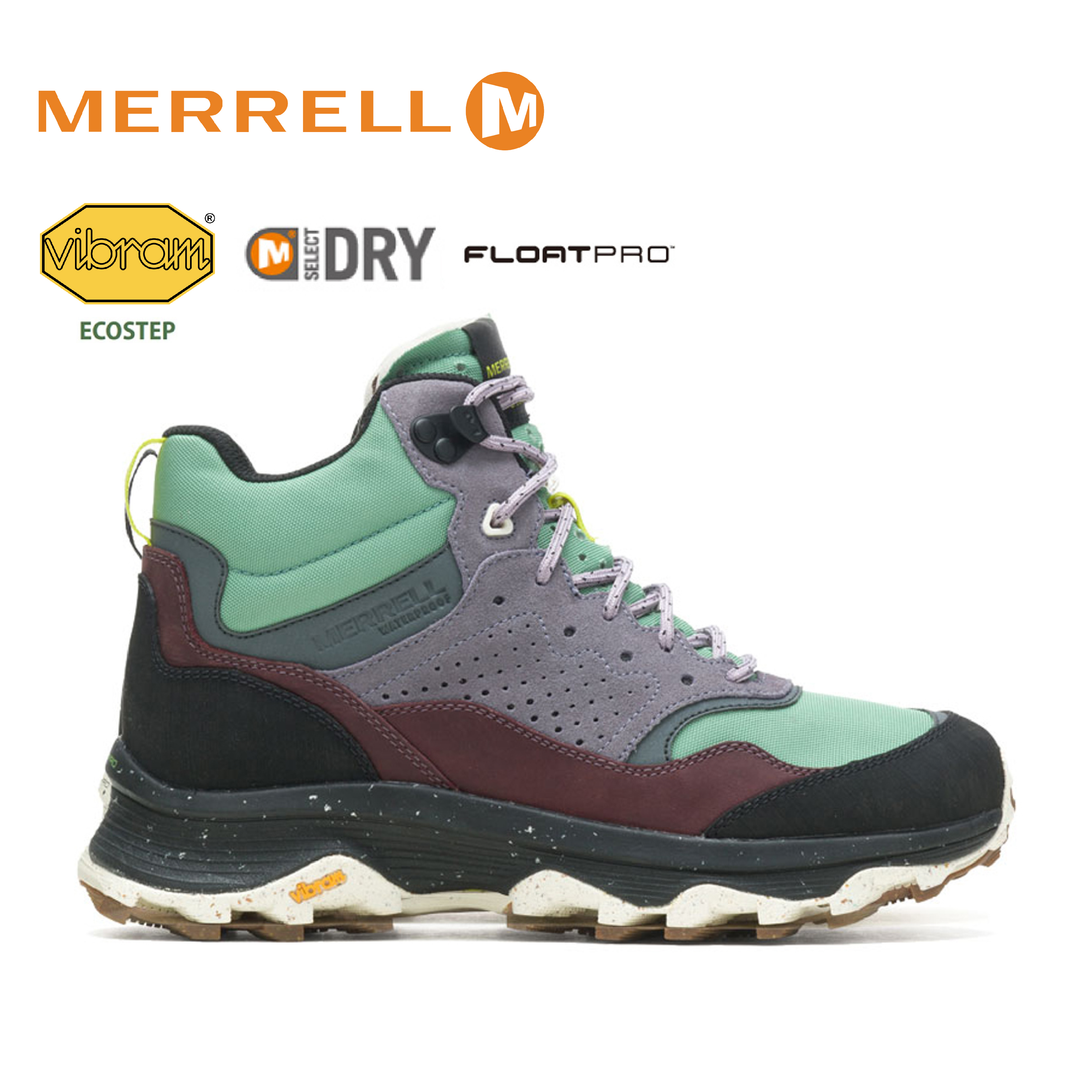 MERRELL 美國 SPEED SOLO MID WP 防水中筒登山鞋 女款 (丁香紫色) 透氣/環境友善/避震氣墊 32ML005098