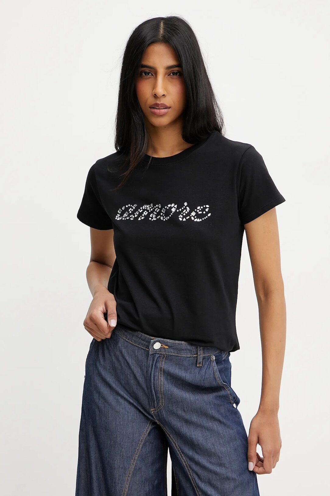 【Silvian Heach】水鑽LOGO短T