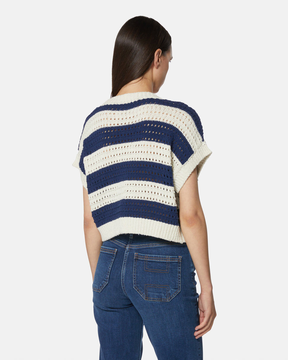 【Silvian Heach】條紋V領短袖釦式衣