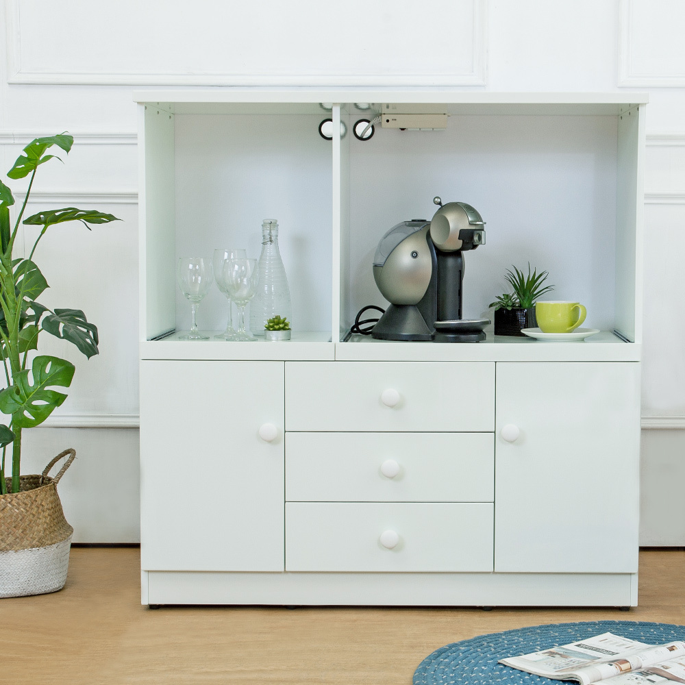 南亞塑鋼-3.6尺二門三抽二拉盤防水塑鋼電器櫃/收納餐櫃