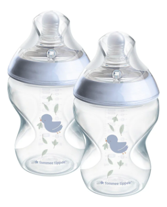 Tommee Tippee Natural Start PP 260ml Printed Bottle with Extra Soft Medium Flow Nipple (2 Pack)