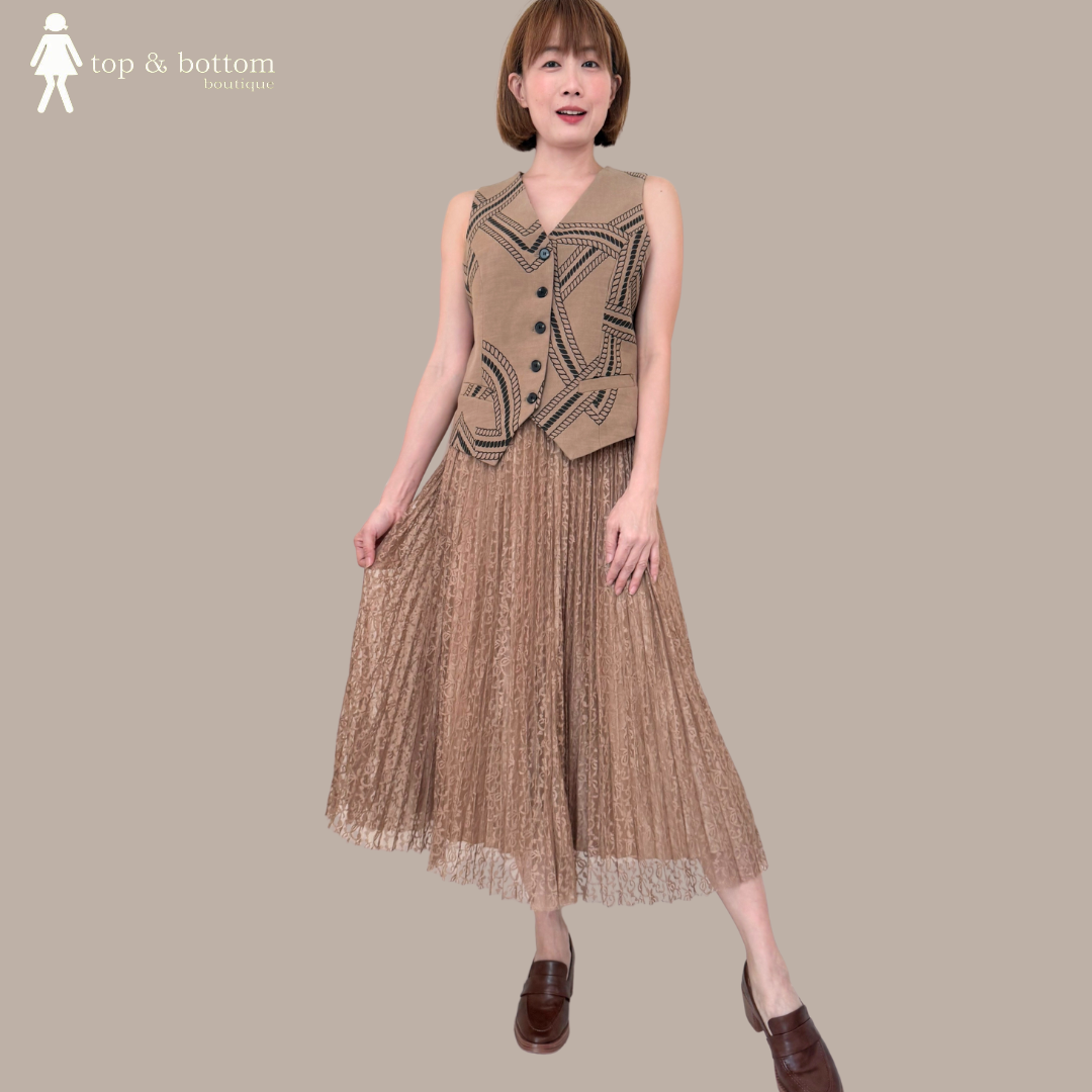 SOFT LINEN PRINTED BUTTON VEST