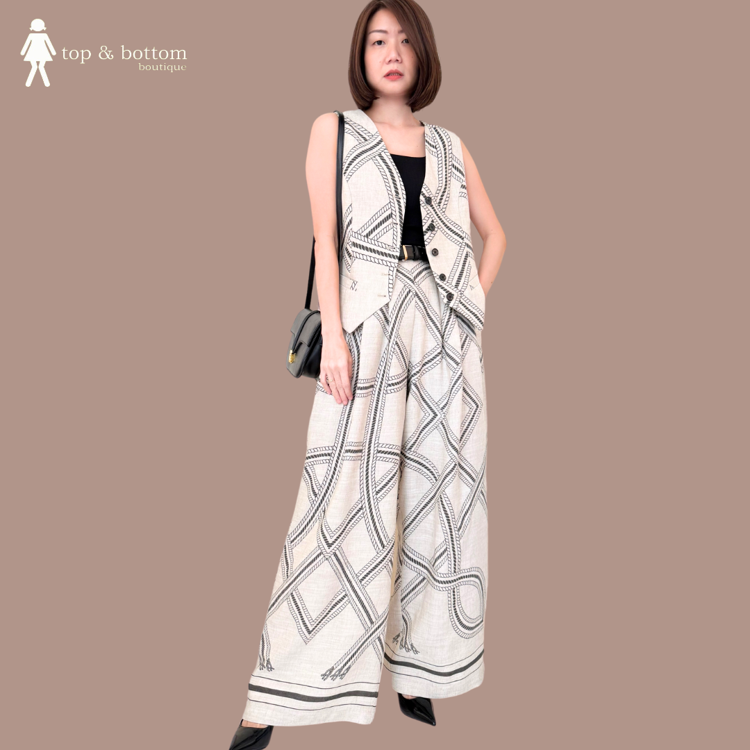 SOFT LINEN PRINTED BUTTON VEST