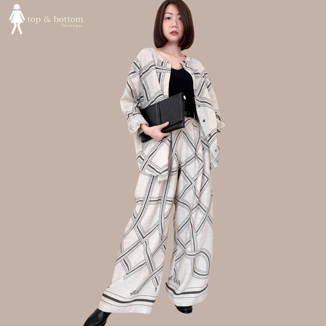 SOFT LINEN PRINTED BUTTON LONG SHIRT