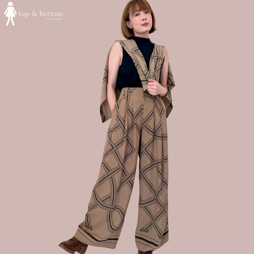 SOFT LINEN PRINTED BUTTON LONG SHIRT