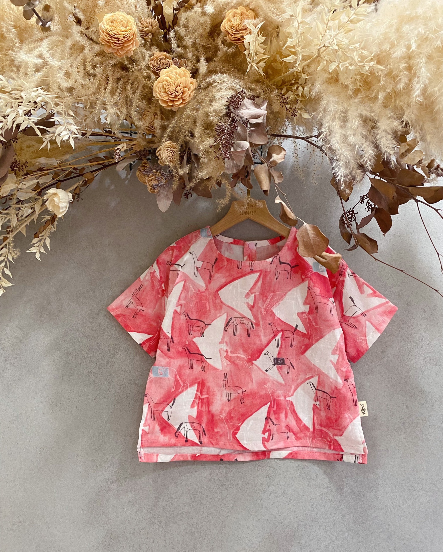 粉賽馬 五分袖上衣 (110)