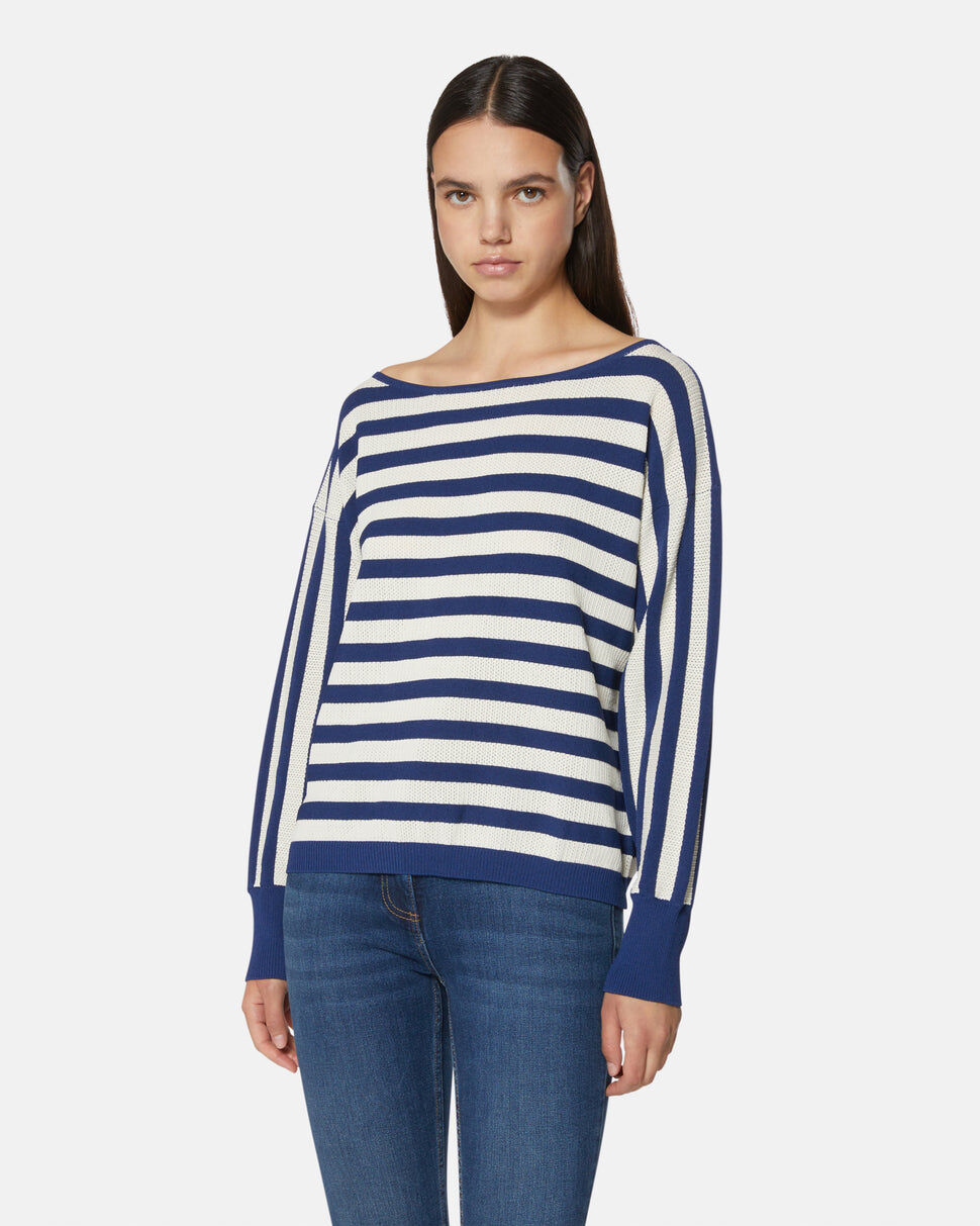 【Silvian Heach】海軍風條文長袖針織上衣