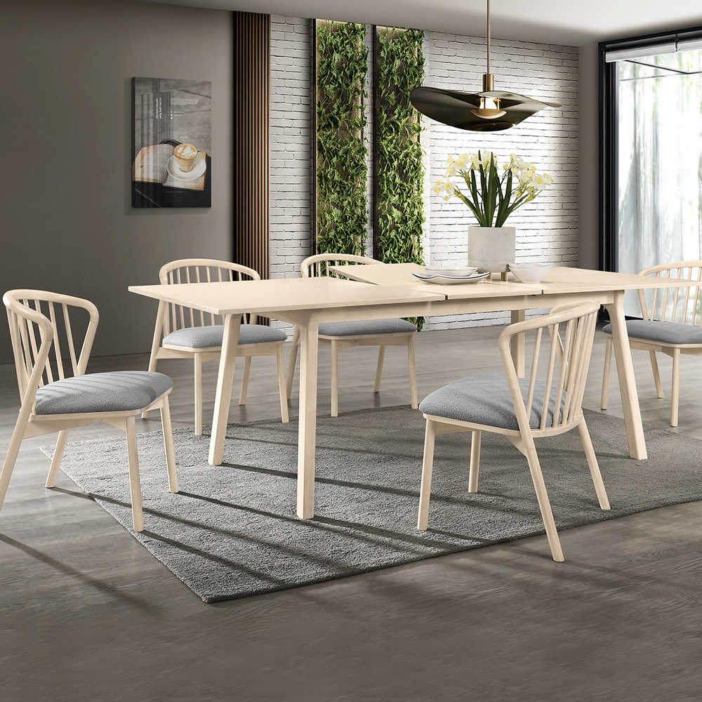 哈洛6尺多功能伸縮拉合餐桌椅組合-座墊可拆(一桌四椅-餐桌寬180~226公分)