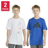 [S] ADIDAS WHT W/BLUE YOUTH 2 PACK TEE, 1347732AG10383-WHT W/BLUE (SAD242)