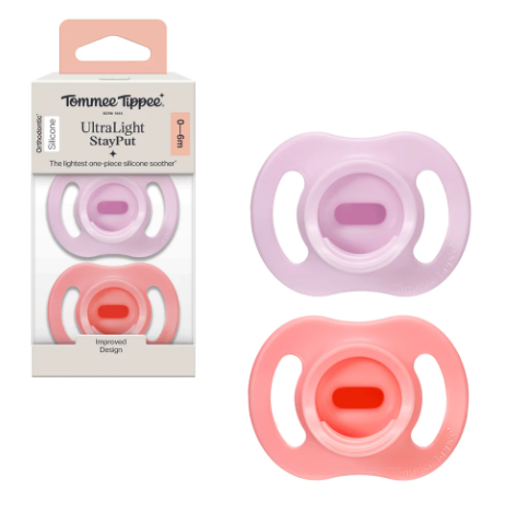Tommee Tippee 0-6 months Ultra Light Silicone Pacifier (New Pack of 2 with Sterilization Box)