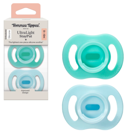 Tommee Tippee 0-6 months Ultra Light Silicone Pacifier (New Pack of 2 with Sterilization Box)