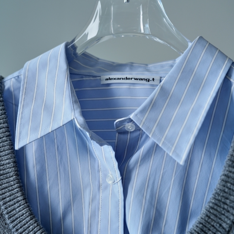 Alexander Wang 短版襯衫+毛衣背心假兩件式 M號