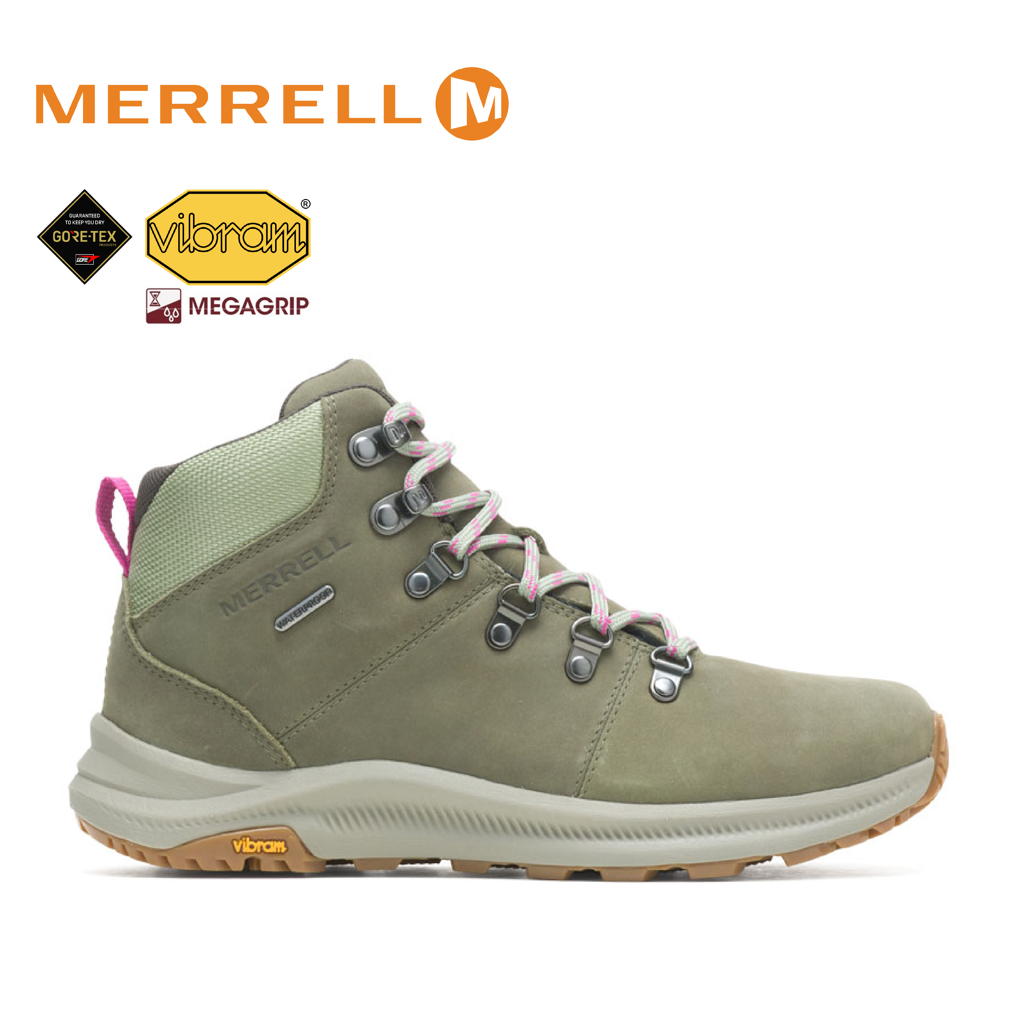 MERRELL 美國 ONTARIO 2 MID WATERPROOF 高筒健行鞋 女款 (松綠色) 戶外旅遊/休閒健行/防水透氣 32ML135474