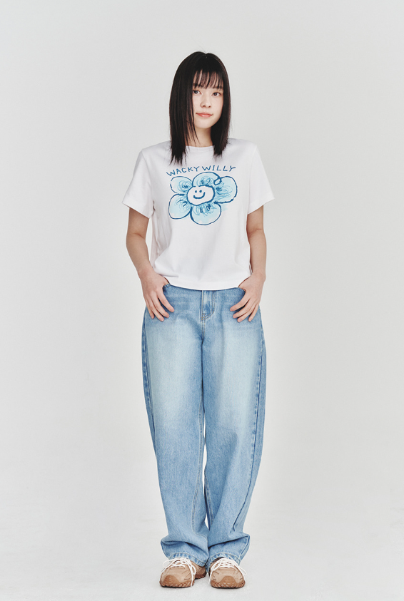 【直播】Wackywilly LL060457 女款大百合圖案短袖上衣
