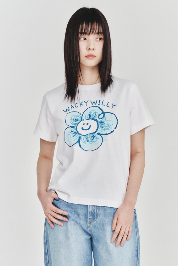 【直播】Wackywilly LL060457 女款大百合圖案短袖上衣