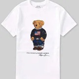 [S] PRL WHITE U.S FLAG POLO BEAR T-SHIRT, 323853828026-WHITE (SRL186)