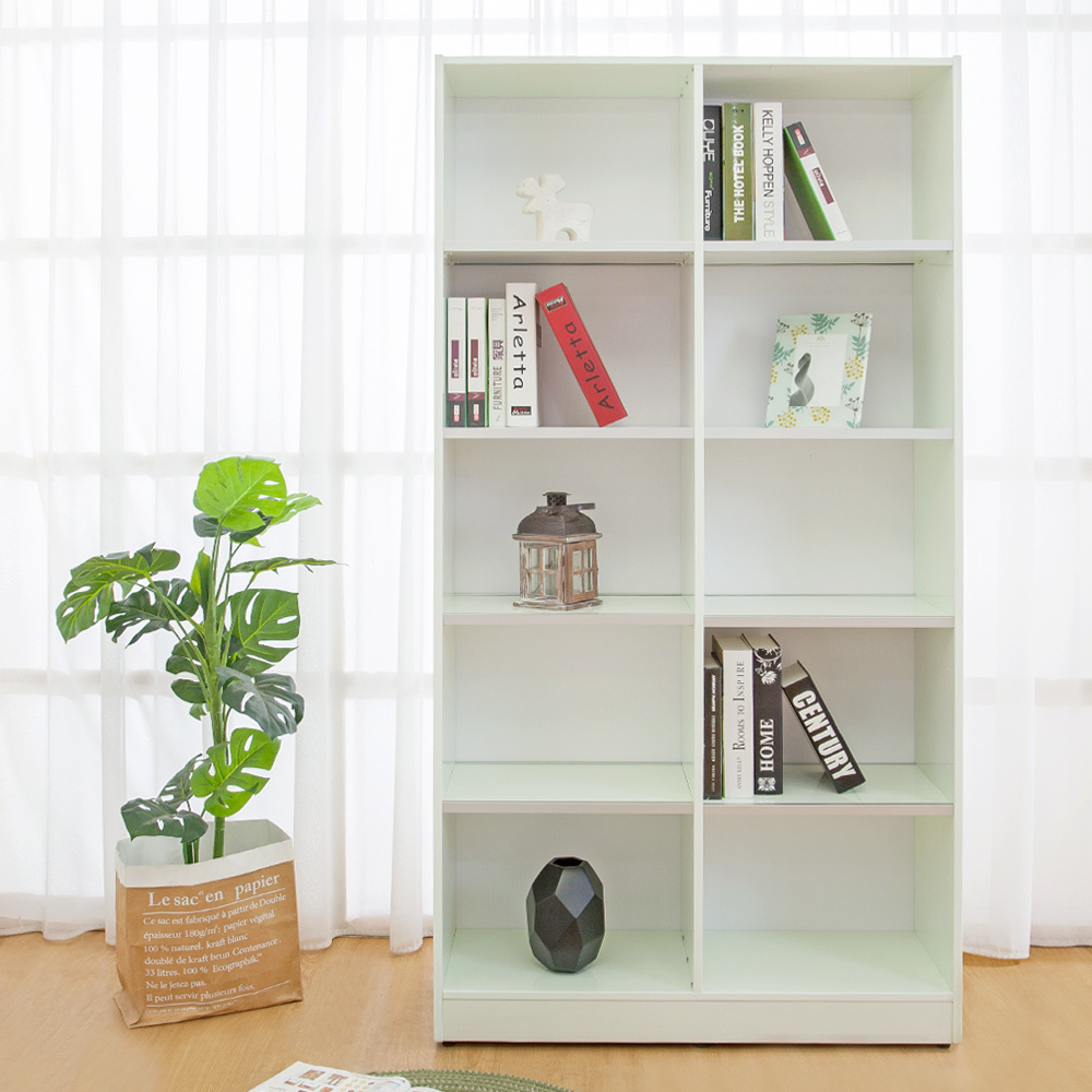 南亞塑鋼-3尺開放式10格防水塑鋼書櫃/十格收納櫃/展示櫃