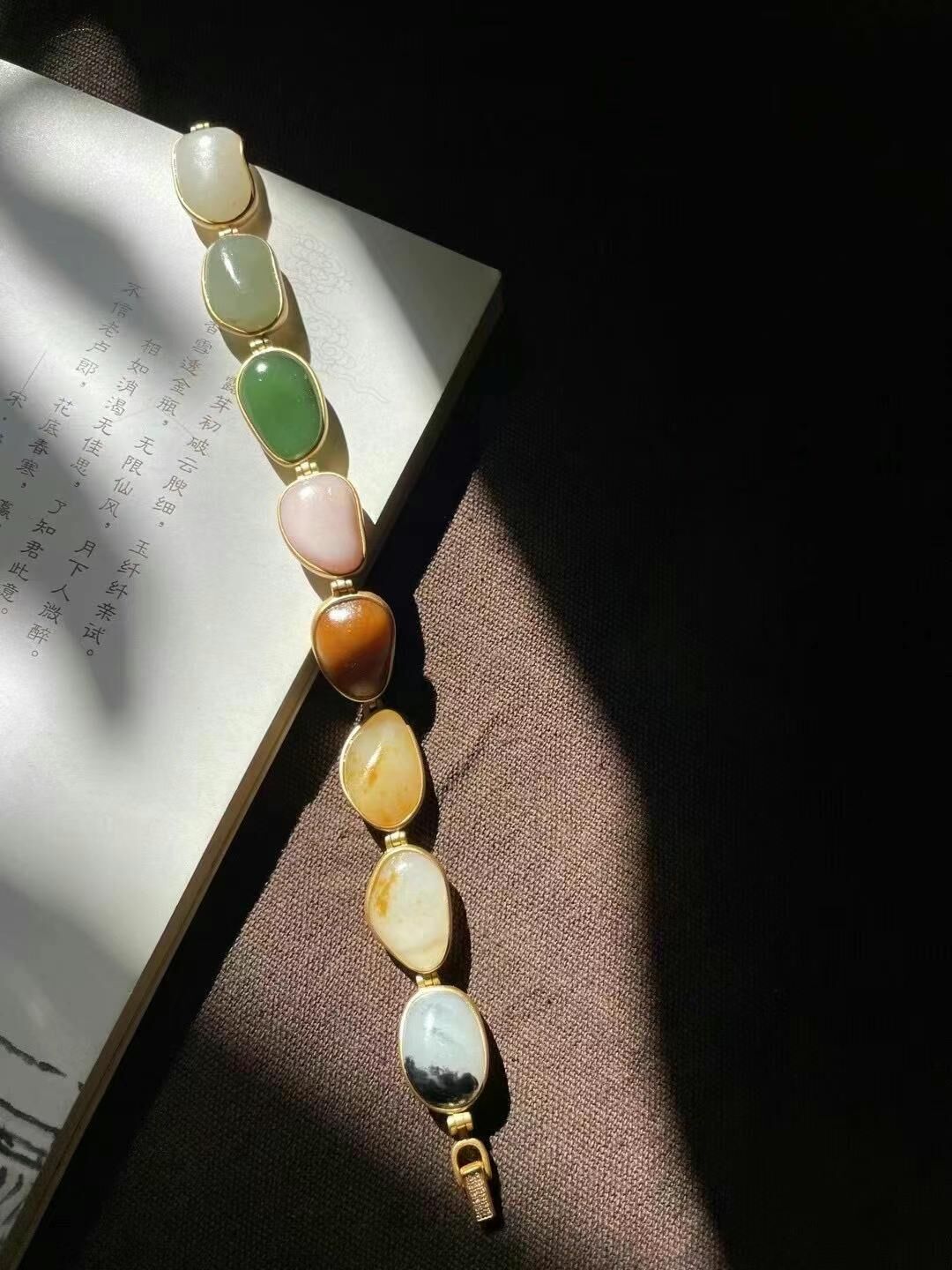 和田玉原籽手鏈,天然和田玉軟玉