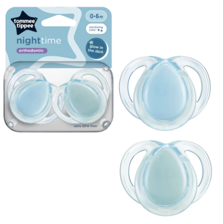 Tommee Tippee 0-6 months Luminous Pacifier (2-pack) (with sterilization box; pacifier cover not included)
