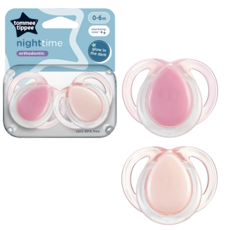 Tommee Tippee 0-6 months Luminous Pacifier (2-pack) (with sterilization box; pacifier cover not included)