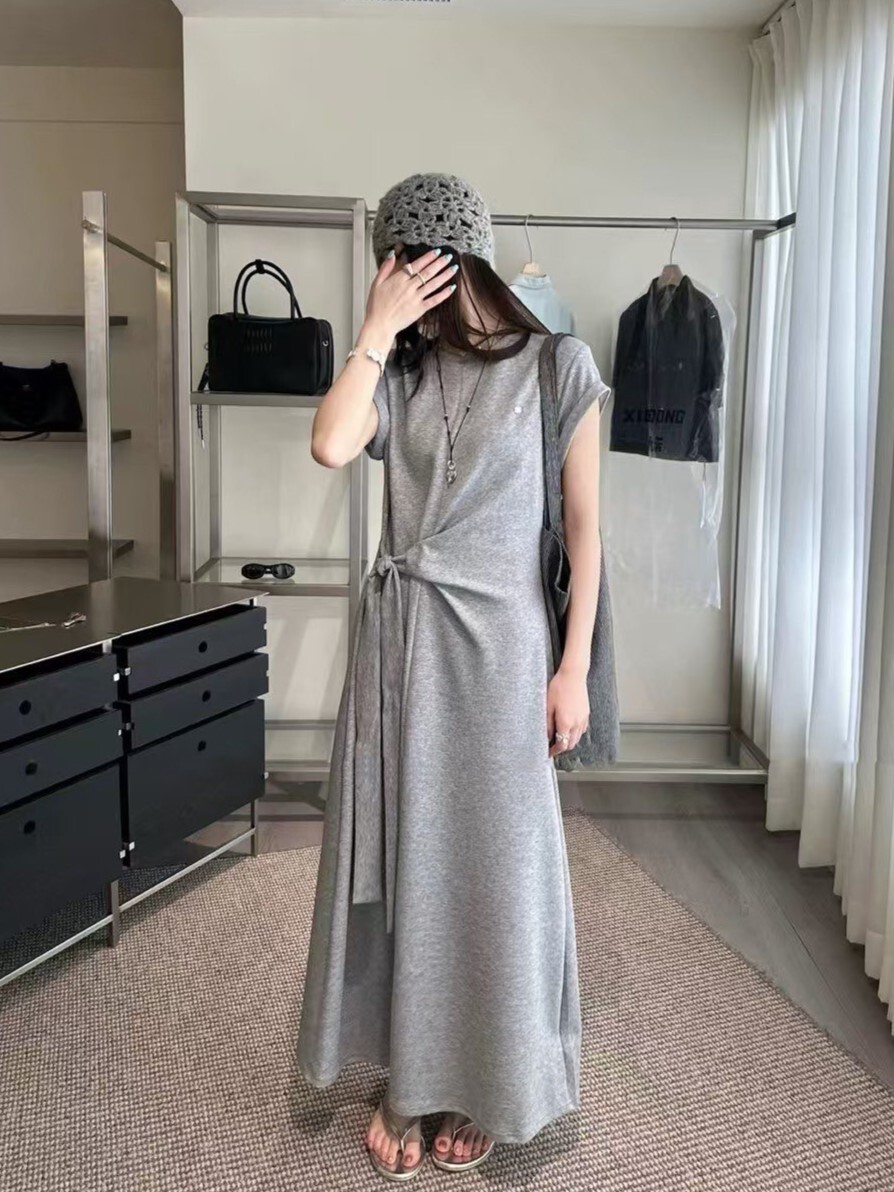 洋裝丨腰間側綁造型休閒長洋裝(沒有附包包）