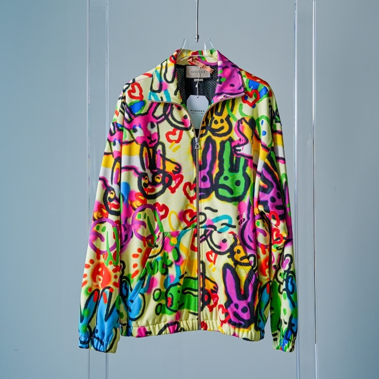 Gucci 黃底塗鴉兔子外套 XS號