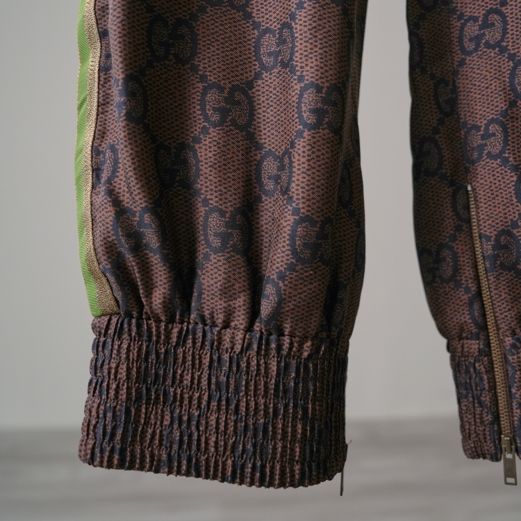 Gucci 棕色老花滿版長褲 L號