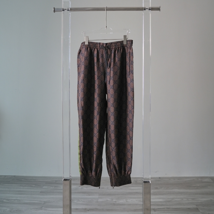 Gucci 棕色老花滿版長褲 L號