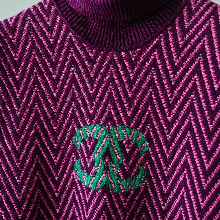 Chanel 粉紫山形紋無袖針織連身裙 38號