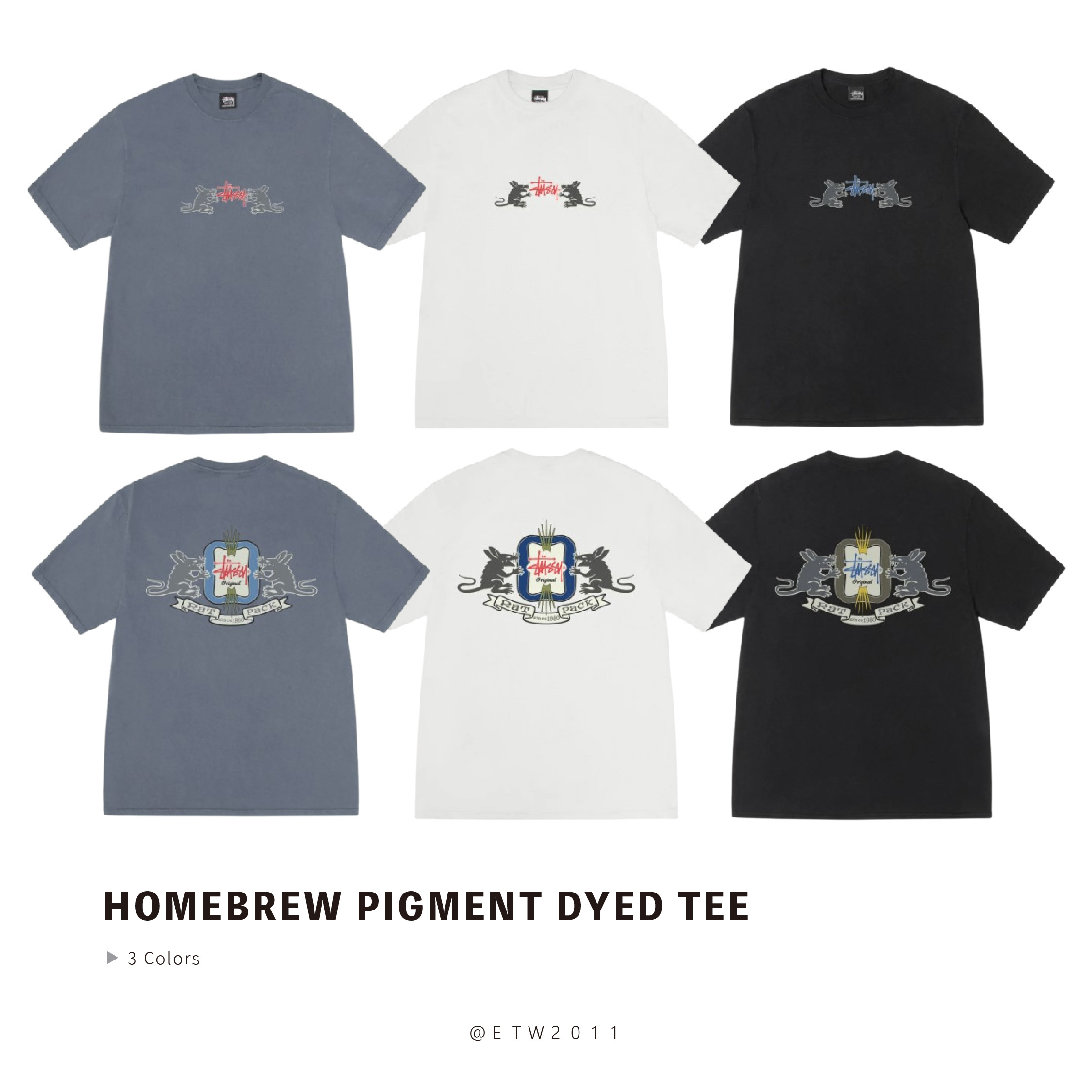 ☆ETW☆【EASY TO WEAR】Stussy 25SS HOMEBREW PIG DYED TEE 老鼠 水洗 短袖 短TEE