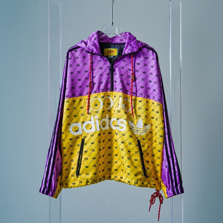 Gucci x adidas 紫黃拼接hoodie 38號