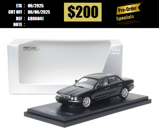 PO-$200 * ALMOST REAL * 1:64 JAGUAR XJ350 EBONY BLACK [OD04/06]