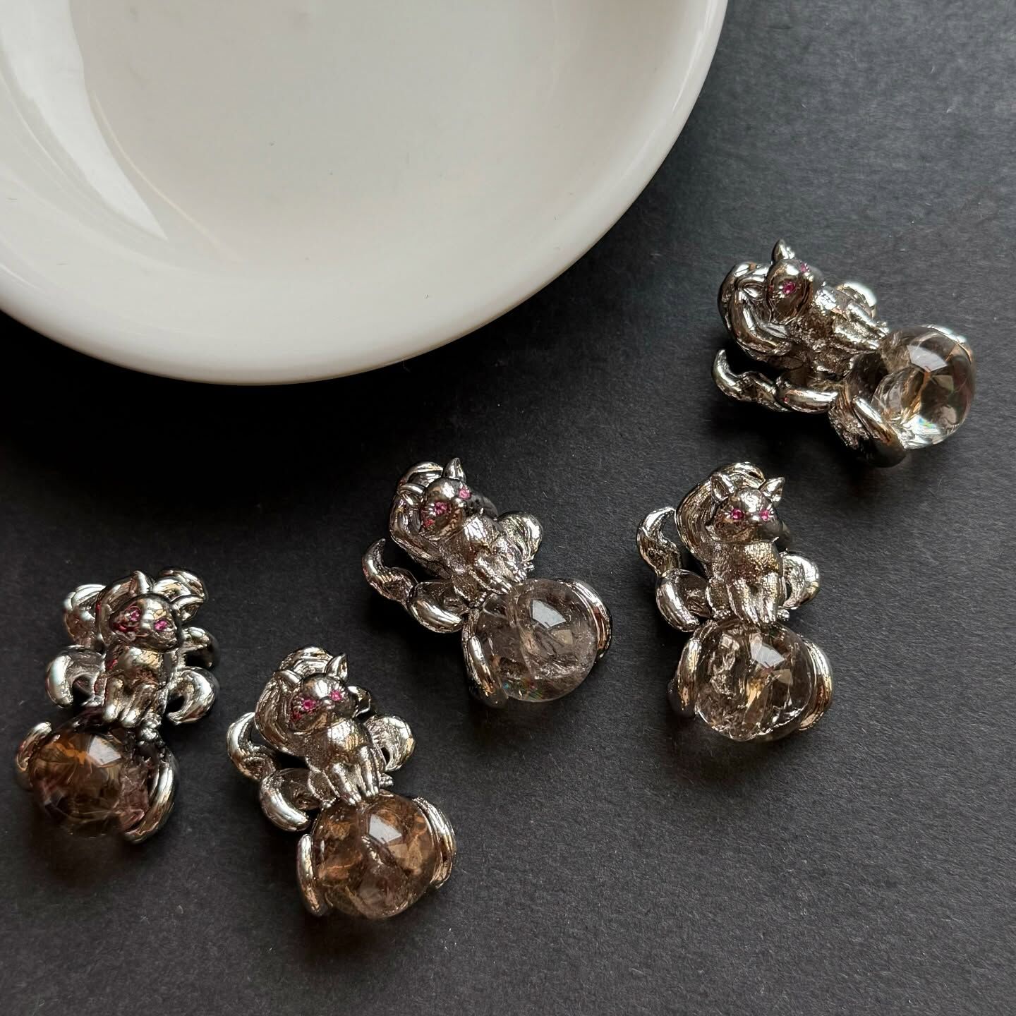 [原石] 爆彩茶晶 九尾狐 項鍊吊墜