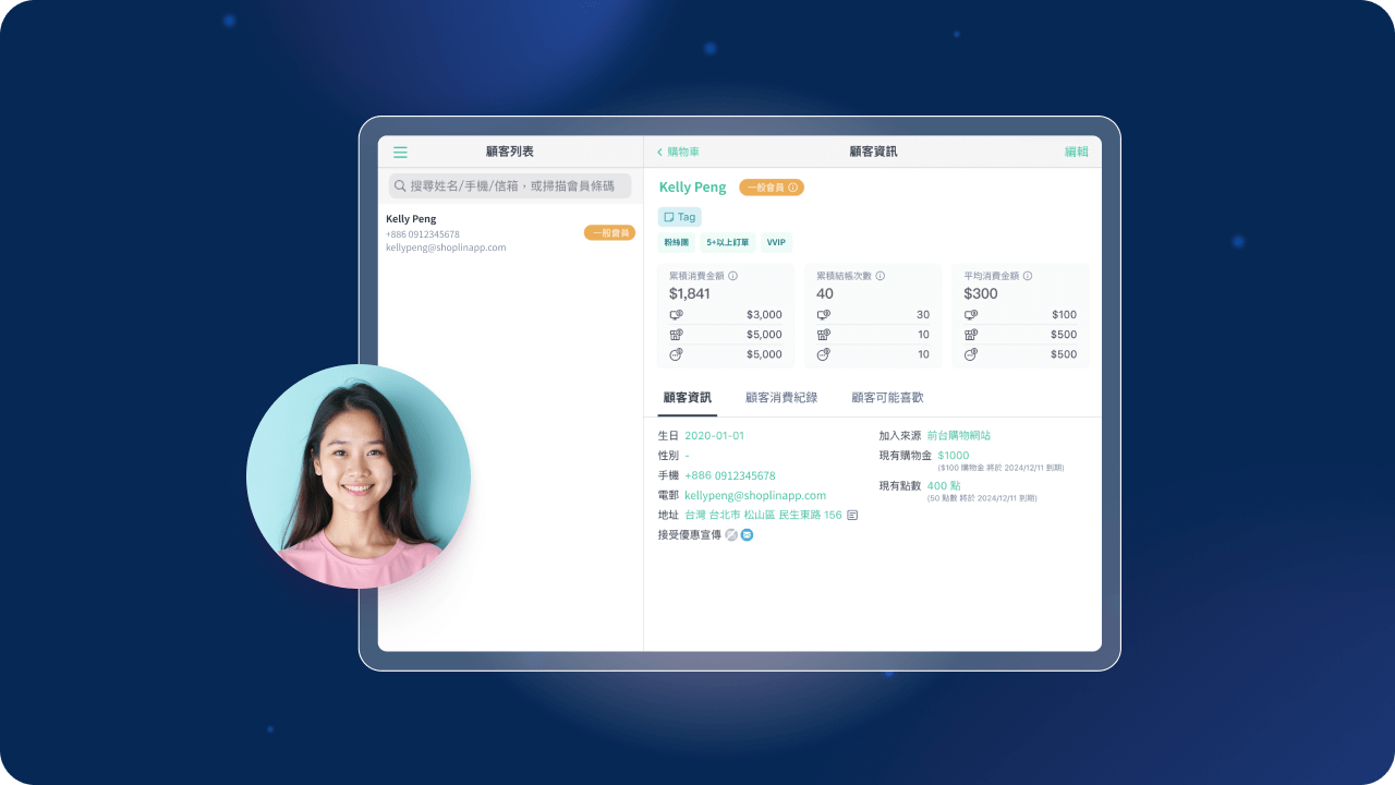 SHOPLINE 整合網店與實體店的會員資訊，讓你掌握會員輪廓、精準導購