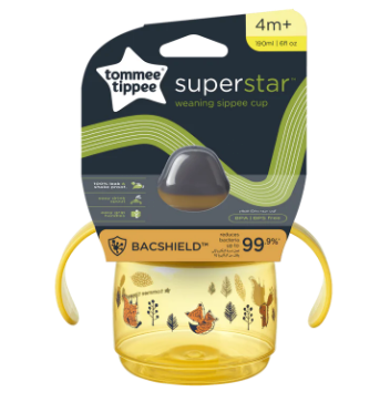 Tommee Tippee Superstar Antibacterial Double Ear Leak-proof Training Cup 190ml (Yellow)