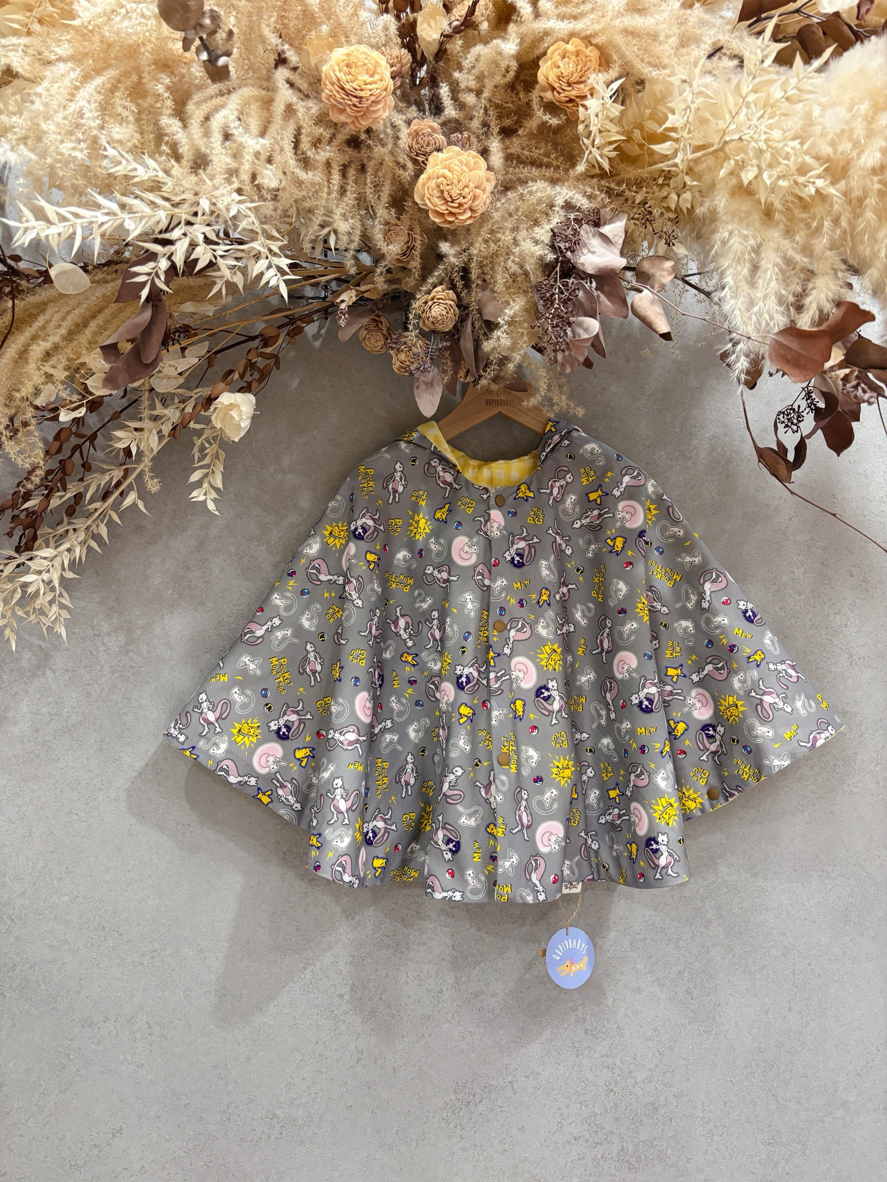 灰底寶可夢 加大夏季斗篷 (3-5歲)