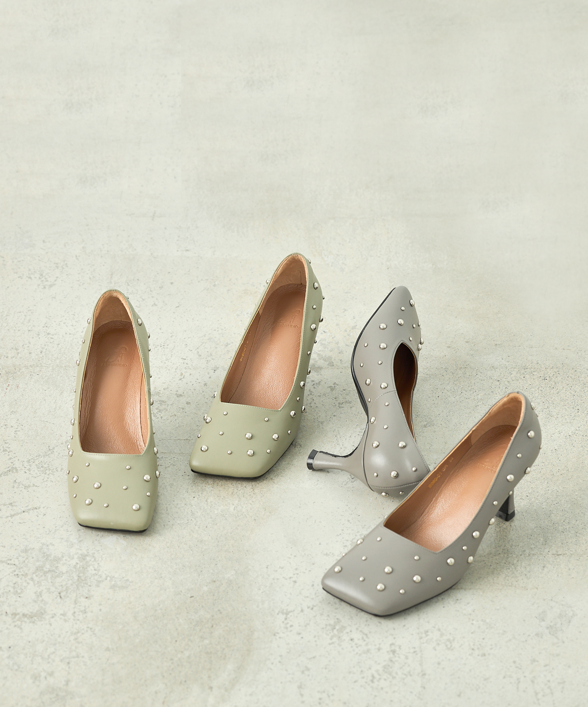 Marcia方頭圓釘高跟鞋 MIT款 (兩色)