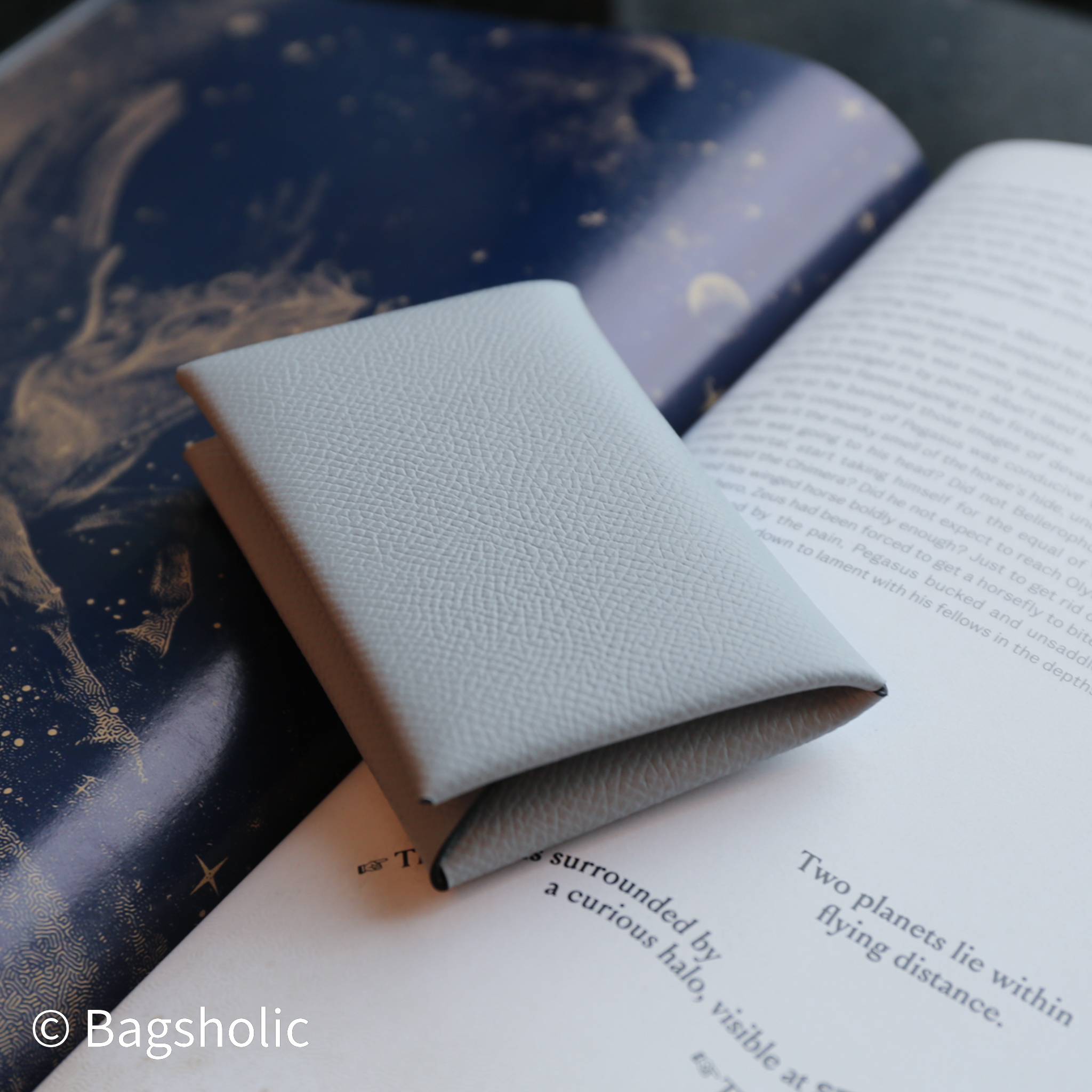 Hermes Calvi CardHolder (Bleu Glacier Color Epsom Leather)