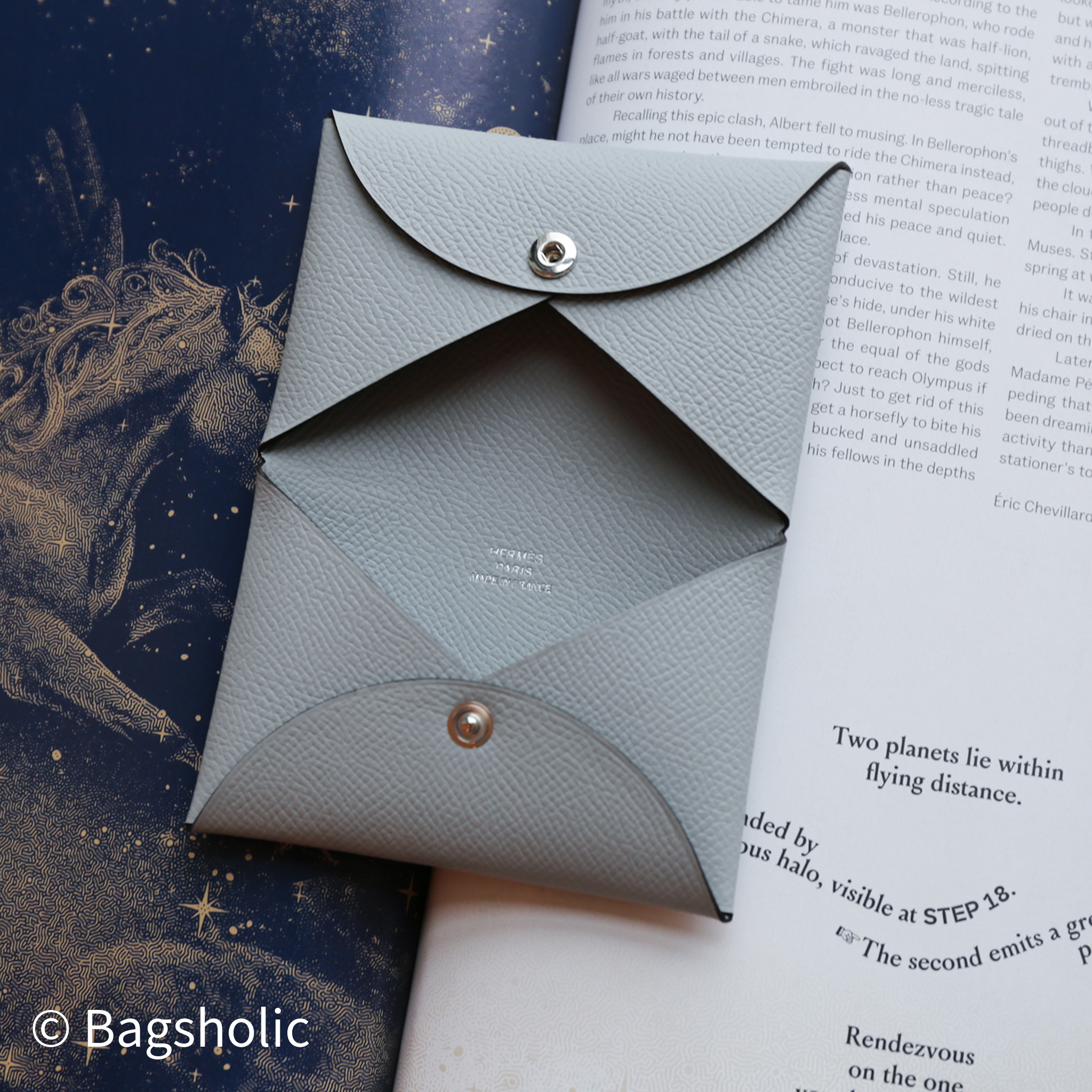 Hermes Calvi CardHolder (Bleu Glacier Color Epsom Leather)