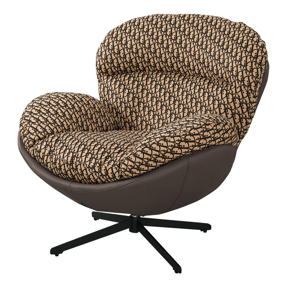 雷卡皮革休閒單人旋轉椅/造型沙發椅/商務洽談椅/房間椅/會客椅(兩色可選)